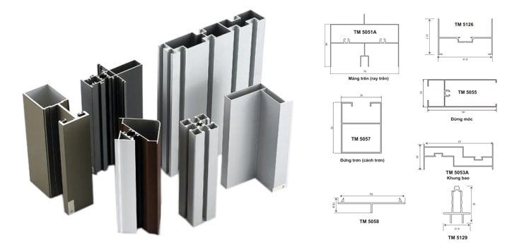 Cửa nhôm hệ phổ thông 50